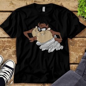 Looney Tunes Tasmanian Devil Tornado Retro Poster T-Shirt Unisex Adult T-shirt